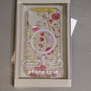 Heyday Clear Floral Phone Case for iPhone 16 - Pink and Yellow